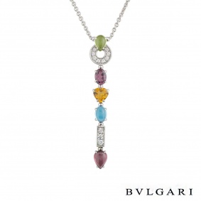 Bvlgari 18k White Gold Multi-Gem Set Allegra Necklace CL853229